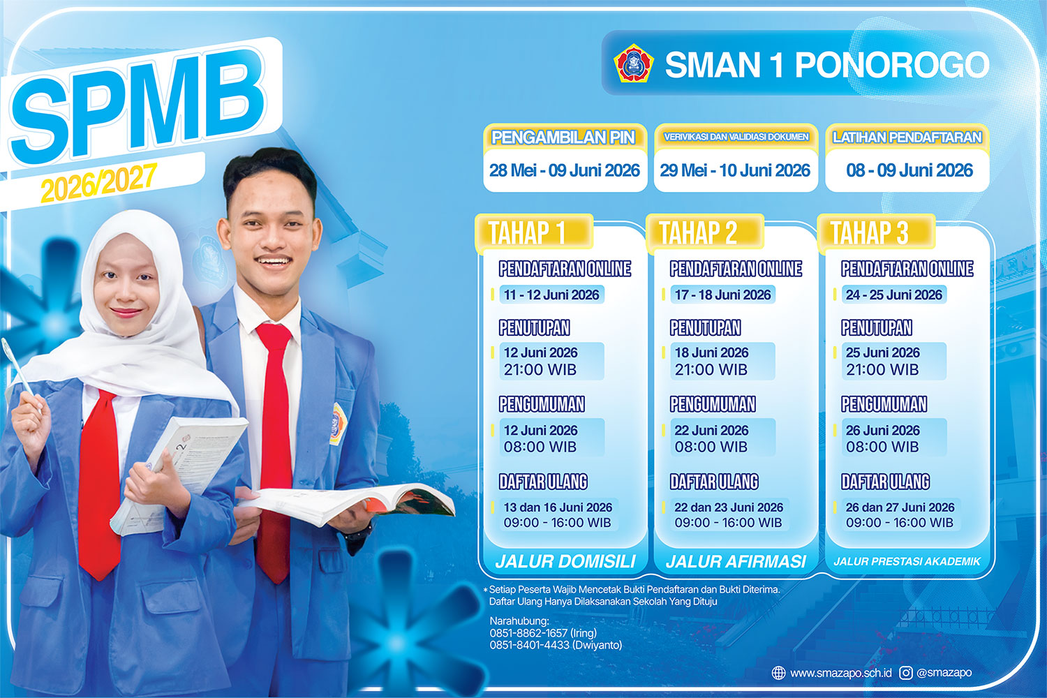 Banner SPMB SMA Negeri 1 Ponorogo Tahun Ajaran 2026/2027.
